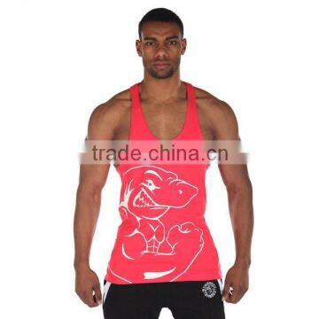 Mens 100% cotton gym printed tank top