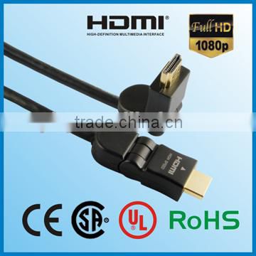 High Speed Cable HDMI with Ethernet, 180 Degree Rotatable, Black ABS Shell