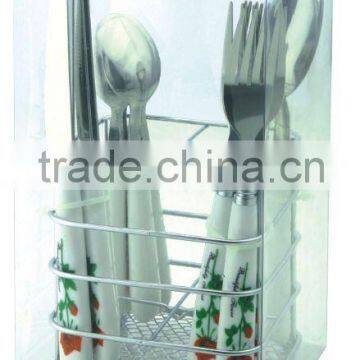 Hot-sale stainless dinnerware set, stainless steel cutlery, stainless steel tableware packing with iron basket and PVC box