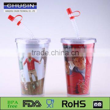 Fancy BPA Free Plastic Water Bottle With Straw photo-2