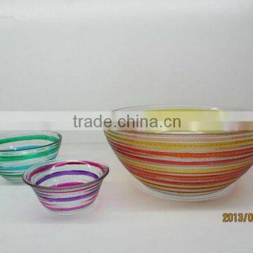 Hand-painted glass salad bowl