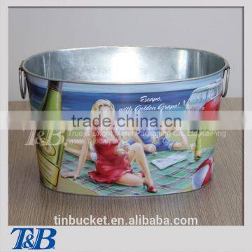 Customized oval galvanized ice beer bucket