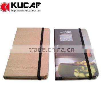 Hardcover style cheap paper notebook with pen loop and elastic band