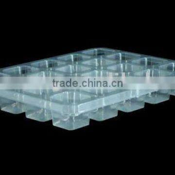 Vacuum formed plastic tray for food