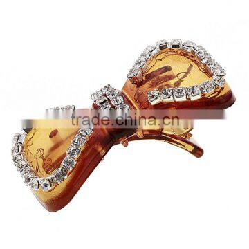 Korean Beauty Small MINI Bow Hair Clips Barrette Plastic Crystal Hair Claws for Women Headwear Hair Accessories