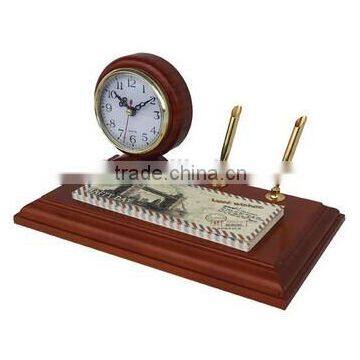 home decor new advertising item table clock with pen