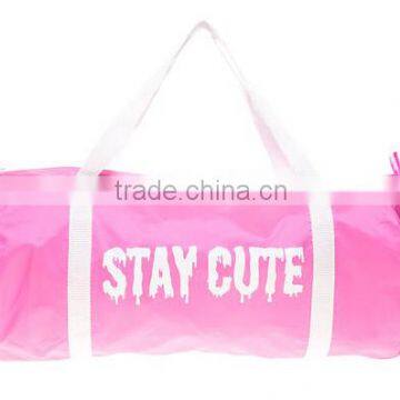 wholesale custom Girl pink nylon mini sport duffel gym bag