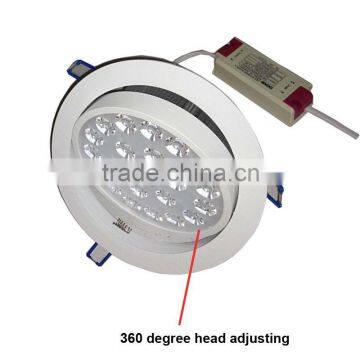 full white 360 degree head adjusting 20W led downlight