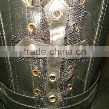 BLACK LEATHER STEAM-PUNK GOTHIC CORSET MEN'S & WOMEN' TOP HAT photo-3