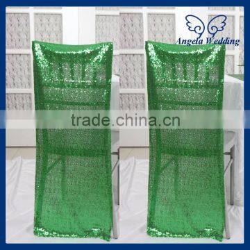 CH004P New cheap wedding metalic green sequin chair cover