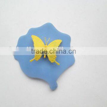 funny silicone tea coffee cup lid with butterfly pattern