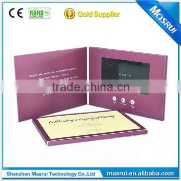 7" LCD Advertising Video Card Booklet,TFT Screen Video Greeting Card Build in Sperker,Memiry ,Battery