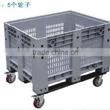 600L bulk heavy duty storage plastic pallet box with wheels