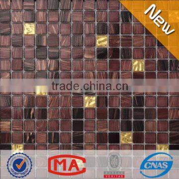 ZTCLJ JY-G-71 Luxury Hotel Golden and Dark Brown Premium Glass Mosaic Tile Hall Wall Tiles