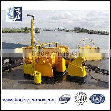 Marine electric mooring winch, hydraulic towing winch