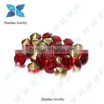 Hot Fix Light Siam Dark Red Point back Crystal Glass Chaton Rhinestone