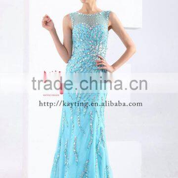 Gorgeous Handmade Beaded Sleeveless Sexy Long Dubai Designers Wholesale Evening Dress photo-4