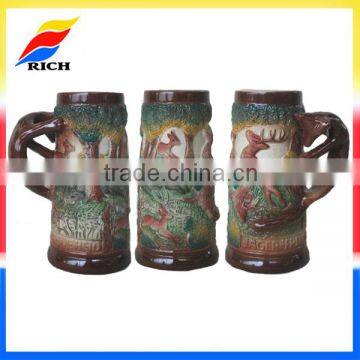 custom , roast flowers, embossment beer cup ceramic drinking cup for beer