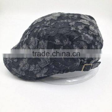 Custom Design High Quality Fashion Black Lace Ivy Cap photo-3