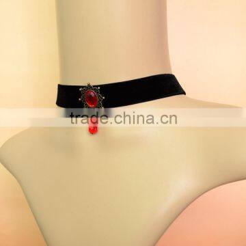 Vampire Wild Velvet Dress With Ruby Choker Necklace Fake Collar Necklace Jewelry Genuine Random Wild photo-2