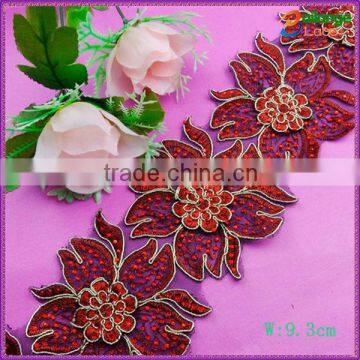 Top sell Garment Accessory Embroidered Chemical hot sell bridal veil trim for garment