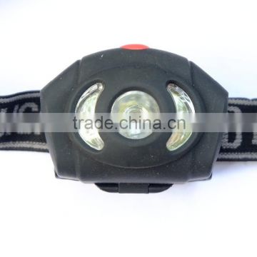 1w+2led waterproof outdoor camping 3*AAA battery multi-function HeadLamp for Headlight