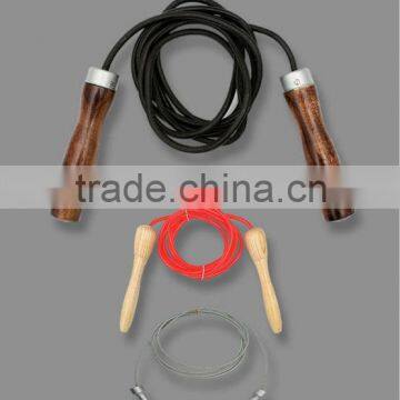 Leather Cord Wooden Handle Skipping Rope