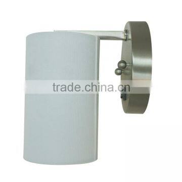 Rocker switch small wall lamp for hotel white fabric shade