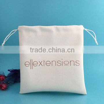 white color drawstring bag leather with custom logo