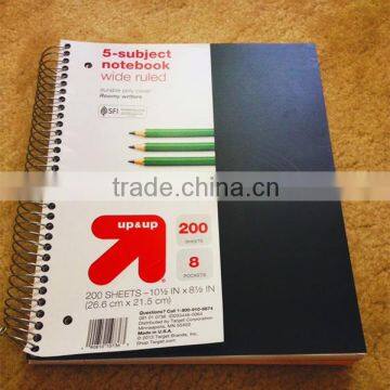 5 Subeject Notebook/Sprial Binding Notebook/Custom Paper Notebook