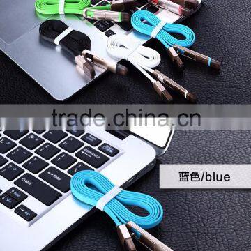 Diamonds 2in 1 Noodle USB Cable multi usb cable for samsung S6,S7&Iphone 6/6s/7