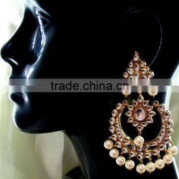 Long Kundan Stone Earrings