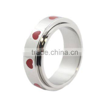 Wholesale enamel heart 3161 stainless steel spinner rings for young girl