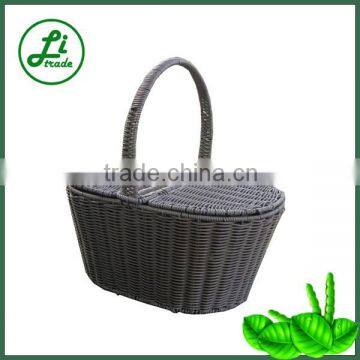 Plastic rattan basket hamper with handle