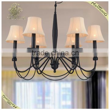 Home indoor lighting European style cloth shades hanging chandelier pendant light