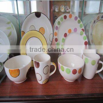 16pc Handpainted Lollipop Ceramic Dinnerware Sets