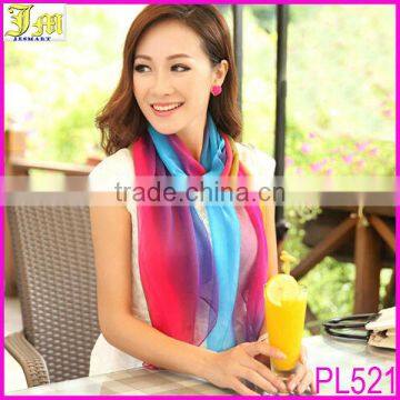 Made In China Wholesale Korean Fashion Women Lady Iridescent Chiffon Silk Scarf Shawl Hot 2014