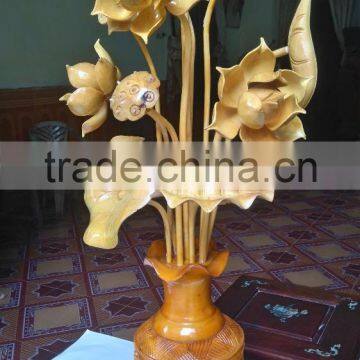 Cheap wooden vase for home decoration, Lotus flower vase