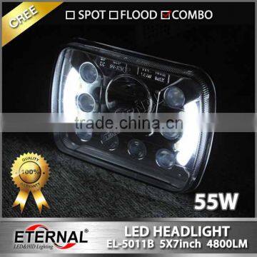55W 5x7in Rectangle 4x4 Off-road Jeep SUV Truck Vehicle Dual Sealed Beam Led Headlight Replacement photo-2