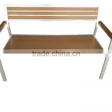 Garden Bench Brushed Aluminum Polywood bench with armrest