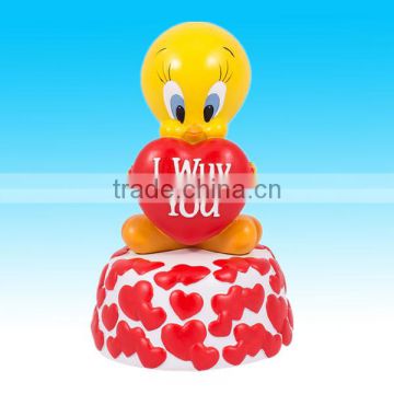 cute yellow duck shape polyresin valentine doll for sale