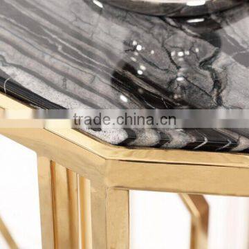 Special Model OEM Design Black Marble Top Console Table With Golden Stainless Steel Base For Home Use photo-3