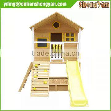 Large Wooden Painted Cubby House Furniture With Slide photo-2