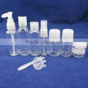 9pcs cheap travel bottle set transparent plastic travel bottle set travel bottle kit