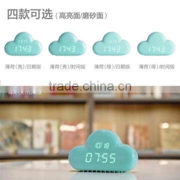 Ultra Mute Voice Control Snooze Bedside Clock Clouds Shape Alarm Clock Led Digital Calendar Display Wall Clock photo-2