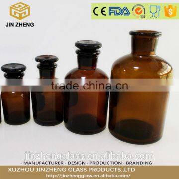 Amber Reagent chemical storage bottle glass laboratory reagent bottle with ground-in narrow wide mouth