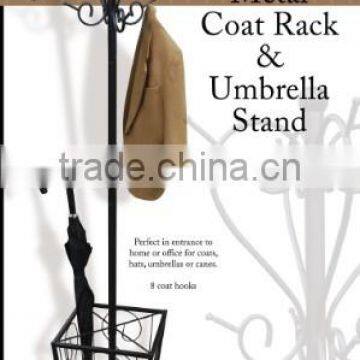 RH-4737 Multifunctional metal standing coat rack with umbrella holder hat clothes coat rack