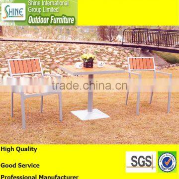 Outdoor furniture teak with aluminum chairs with table set (2+1)