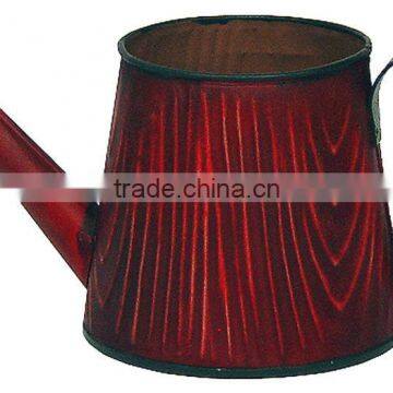 Metal Wood Grain Watering Can Flower Pot Planter Home Garden Decor photo-2