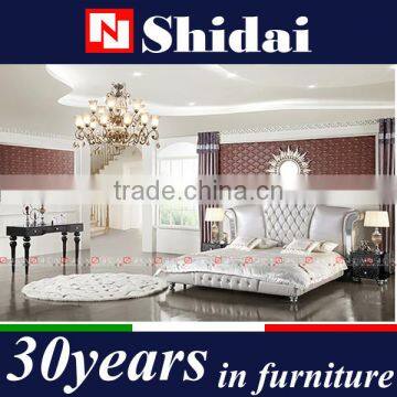 king size leather bed with tv in footboard / modern leather bed / bed throw LV-B9022